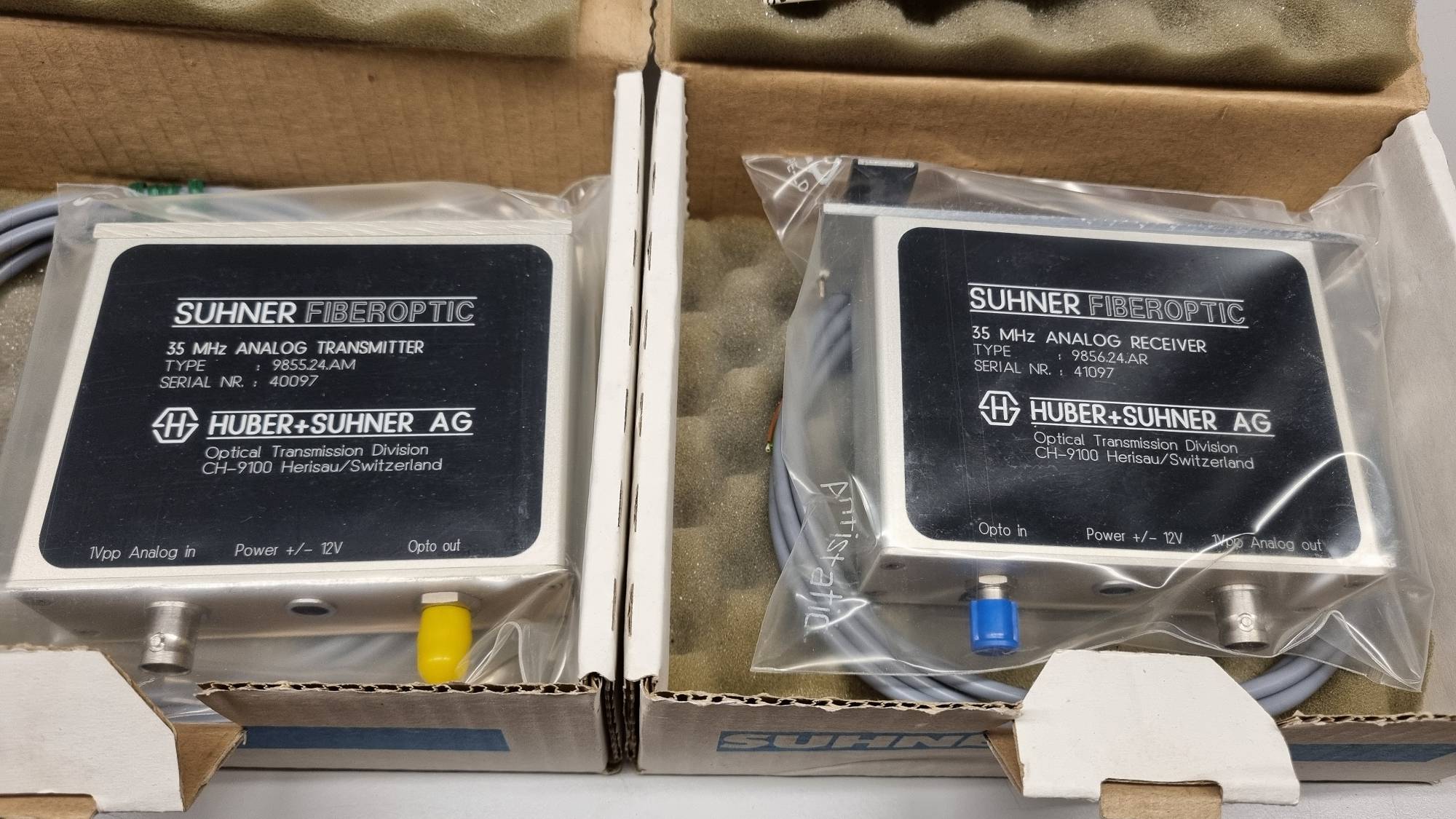 Suhner Fiberoptic analog video transmitter og receiver - hovedbillede